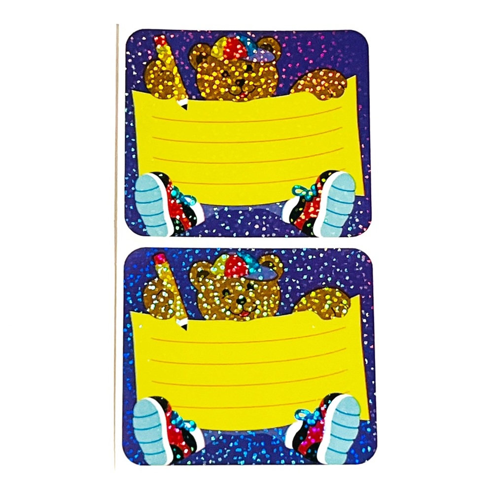 Vintage Sandylion Giant Sparkly Prism Stickers Set of 2 Teddy Bear School Holo